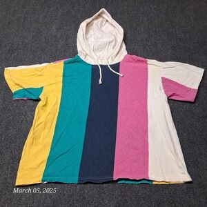 VTG Miss OOps California 80s 90s Striped Hooded Shirt Women Medium